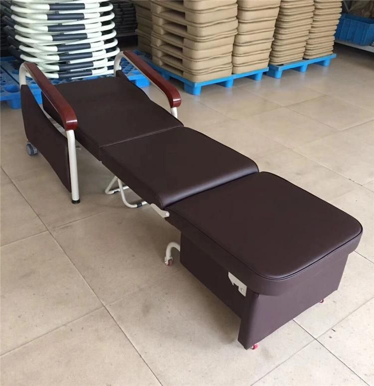 Bt-Cn014 Hospital Furniture Foldable Patient Steel Attendant Chair Medical Accompany Chair Bed Leather Cover Price
