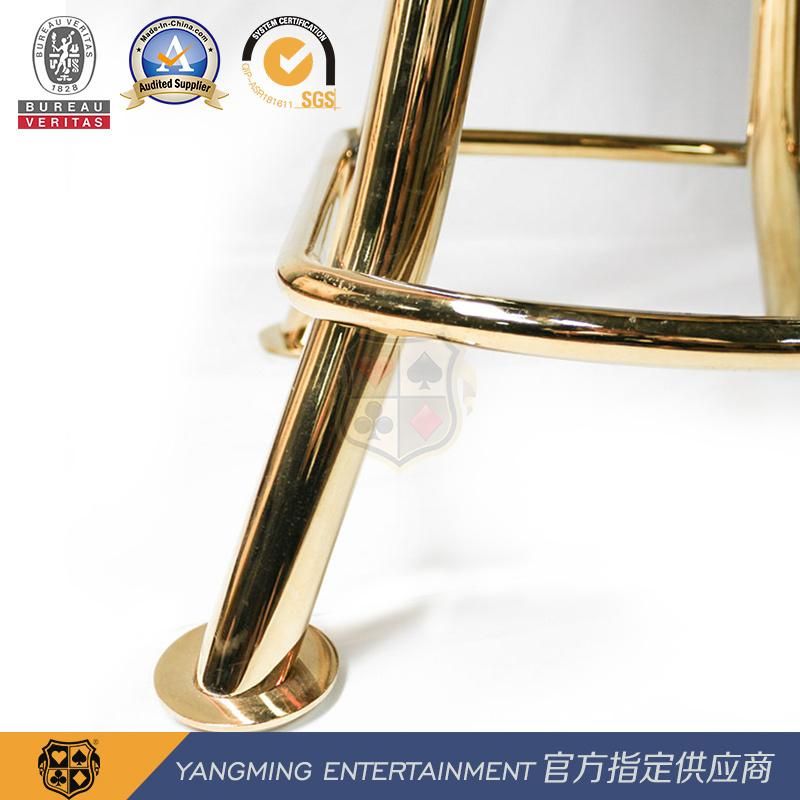 Black Simulation Leather Titanium Golden Yellow Stainless Steel High-Foot Revolving Poker Table Player Chair Ym-Dk04