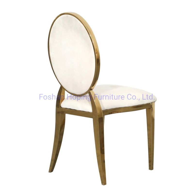 Dining Room Furniture Marble Dining Table with White Leather Chair Wedding Banquet Hotel Dining Event Party Clear Stainless Steel Chair