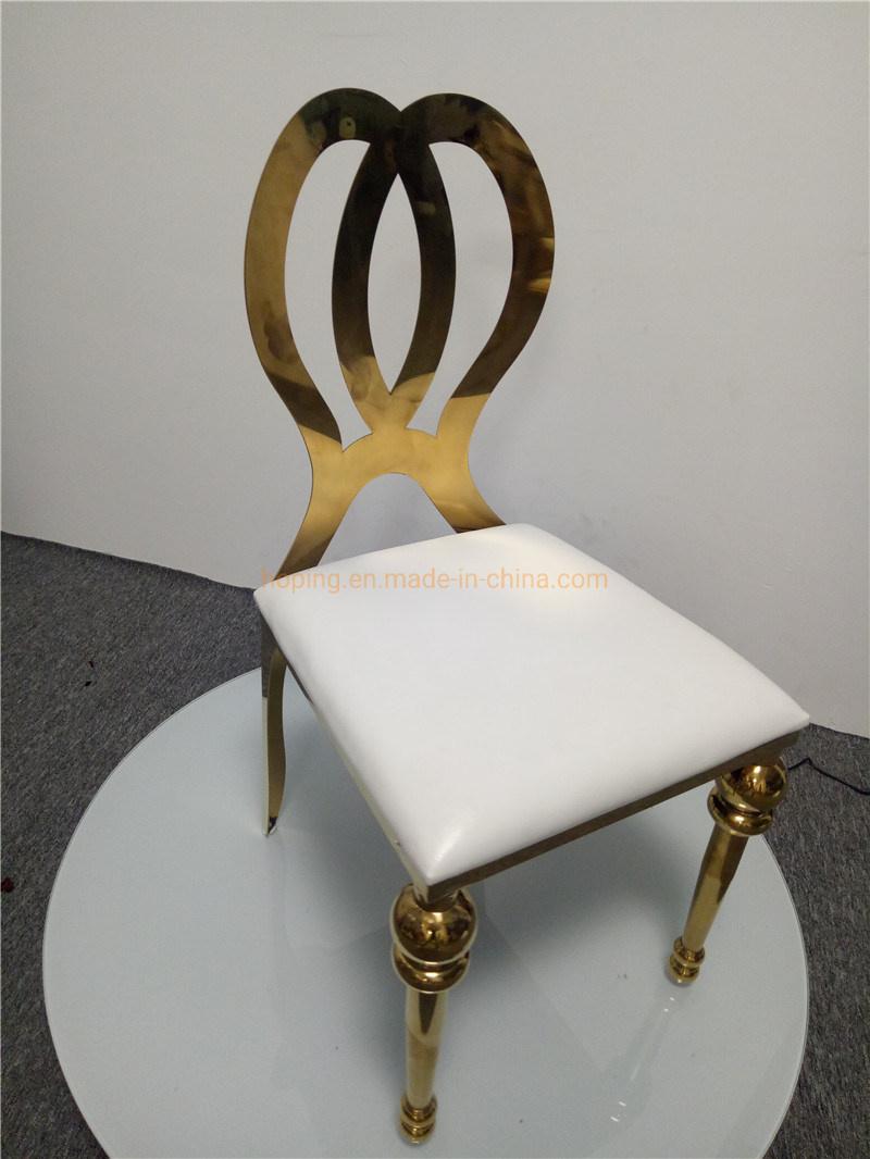 Modern Stainless Steel Chair Fashion Chairs Customization Table Furniture High Grade Gold Stainless Steel Heart Design Banquet Stack Dining Chair