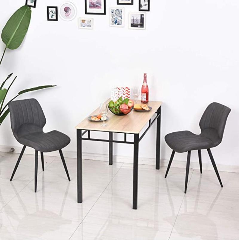 PU Leather Dining Chair Moulded Seats Armless Steel Frame Modern