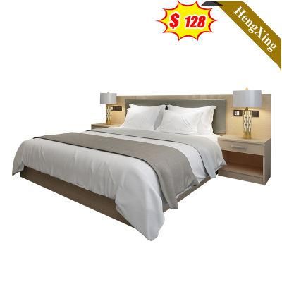 Hotel Used Hotel Furniture Sets Wooden Frame Double Bed with Nightstand