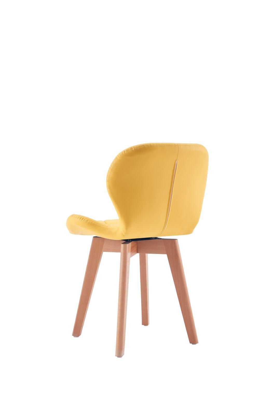 2021 Modern Design Cheap Home Furniture PU Leather Dining Room Chairs Beech Wood Legs Colorful Fabric Dining Chair