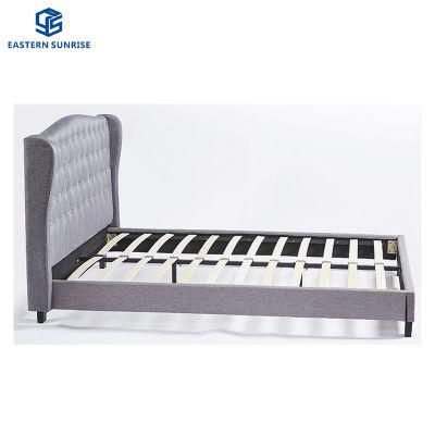 Modern Luxury Double High Headboard Leather Velvet Fabric PU Bed