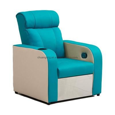Light Blue PU Leather Single Sofa Chair for Hospital Infusion