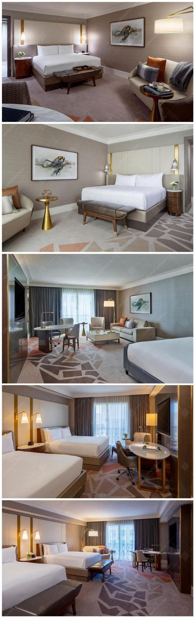 Artistic Design Modern Appearance 5 Hotel Bedroom Furniture Sets Commercial Use