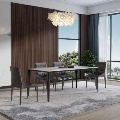 Dining Room Furniture Restaurant Steel Frame PU Leather Chair Metal Dining Table