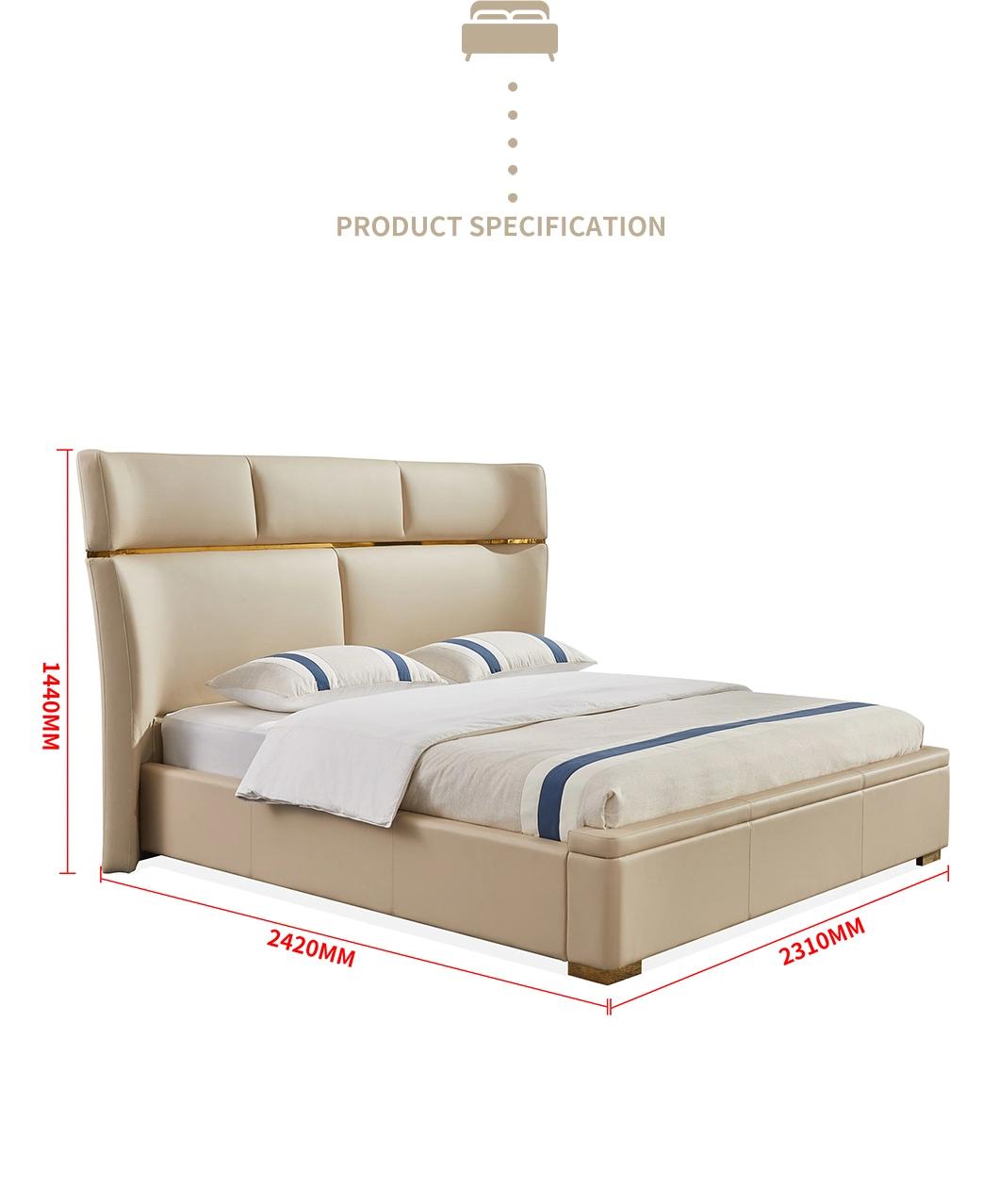 European Modern Light Luxury Queen Size Leather Bed