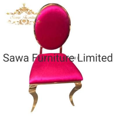 Sawa Stainless Steel with Velvet/Leather Gold/Silver/Rose Gold Dinning Chair for Wedding/Event/Party with Round Removable Back and Pad