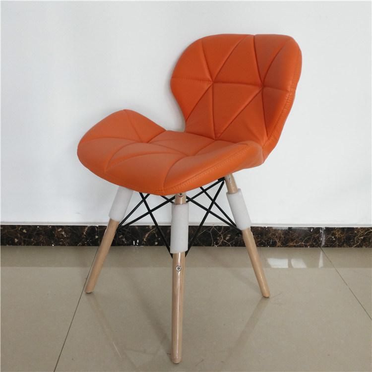 French Design White Color Indoor Home Furniture PU Leather Fabric Nordic Restaurant PU Leather Upholstered Dining Chair with Solid Wood Legs