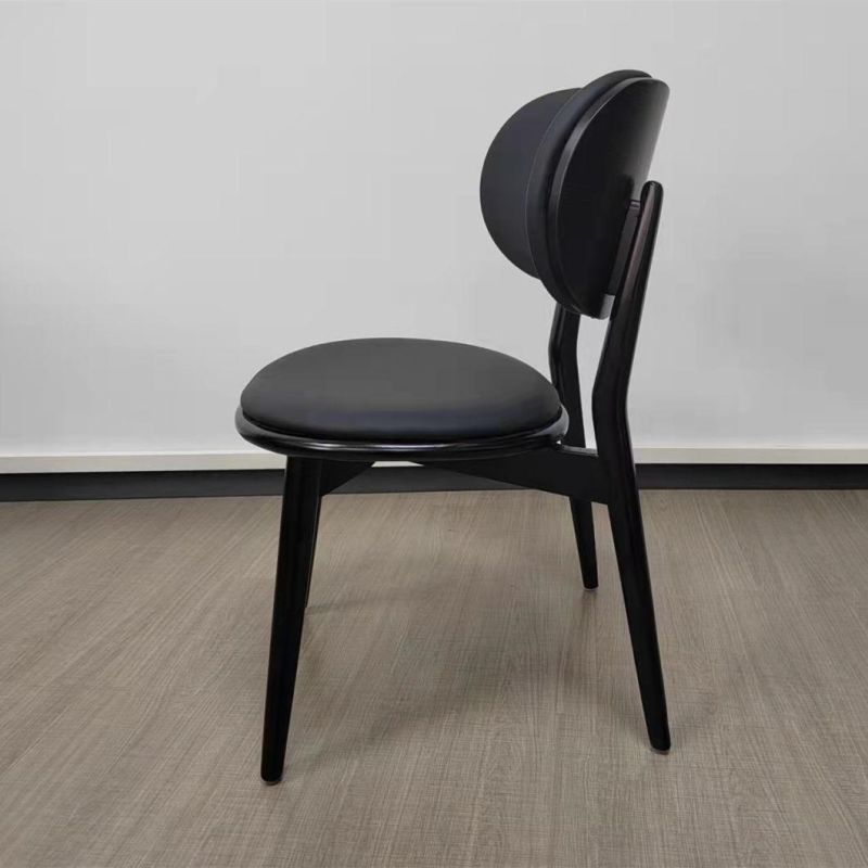 Modern Solid Wood Dining Chair for Restaurant Coffee Shop Stylish Leather Dining Chair