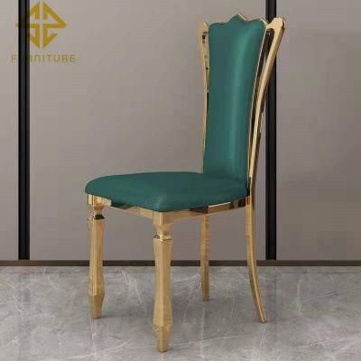 Rental Fancy Gold Stainless Steel Wedding Chair for Restaurant and Banquet with Round Back