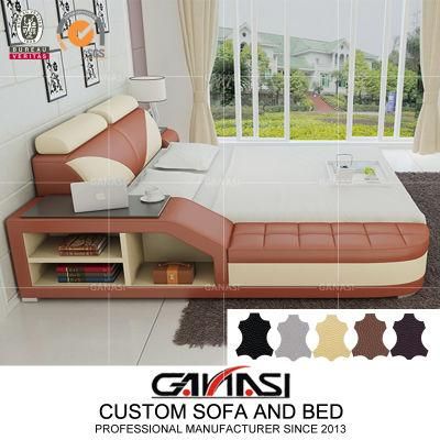 Hotel Furniture Modern Bedroom Sets Italian Genuine Leather Double Bed
