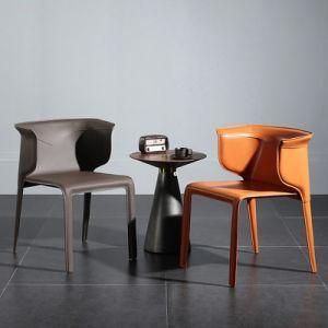 Factory Directly Luxury Design Leather Accent Dining Chairs with Metal Legs