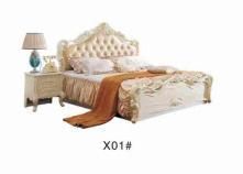 European Style Bedroom Furniture Wooden Leather Double Bed