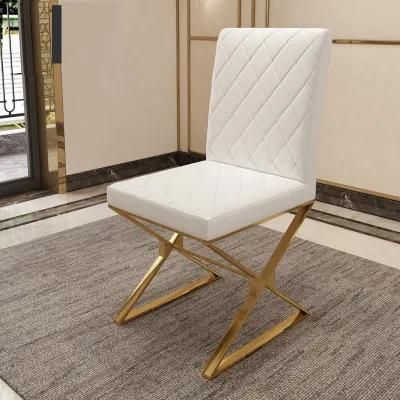 Simple Style Furniture Stainless Steel Frame PU Leather Dining Chair
