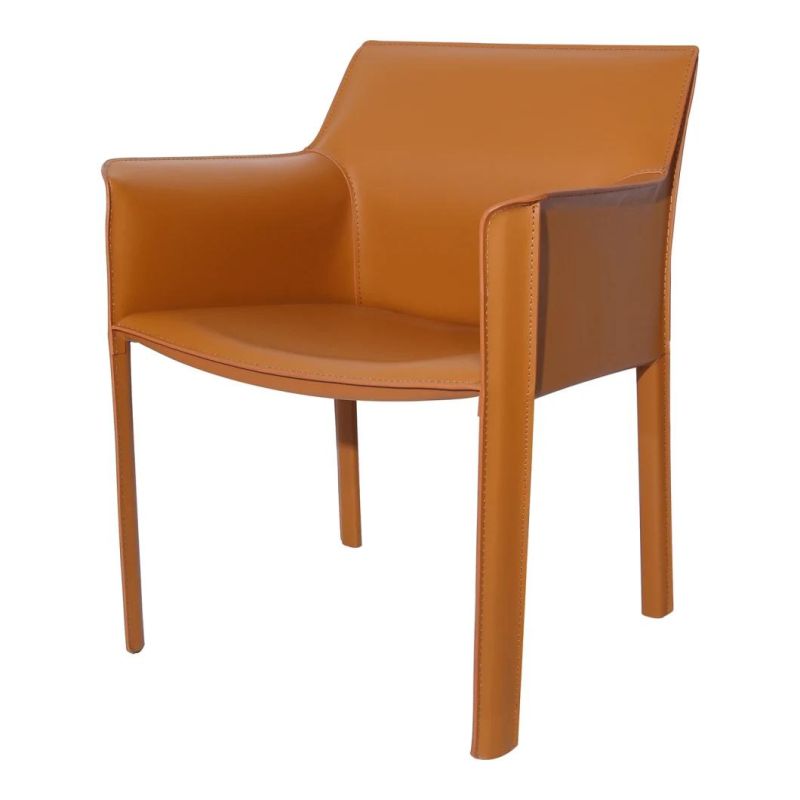 Modern Luxury Saddle Leather Upholstery Dining Seater