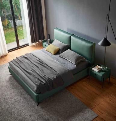 Soft Cushion Headboard Modern King Bed Appartment Bedroom Furniture Simple Upholstered Leather Platform Beds Set