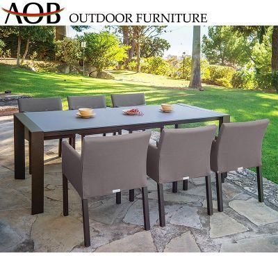 Chinese Modern Home Outdoor Garden Fabric Chair Retangular Table Restaurant Dining Furniture