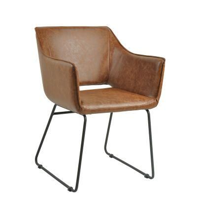 Vintage Design PU Leather Square Back Armchair for Dining Room Kitchen Use Dining Room Chair