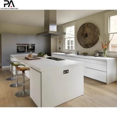 Wooden Three-Piece Set White and Grey Combination Lacquer Kitchen Cabinets