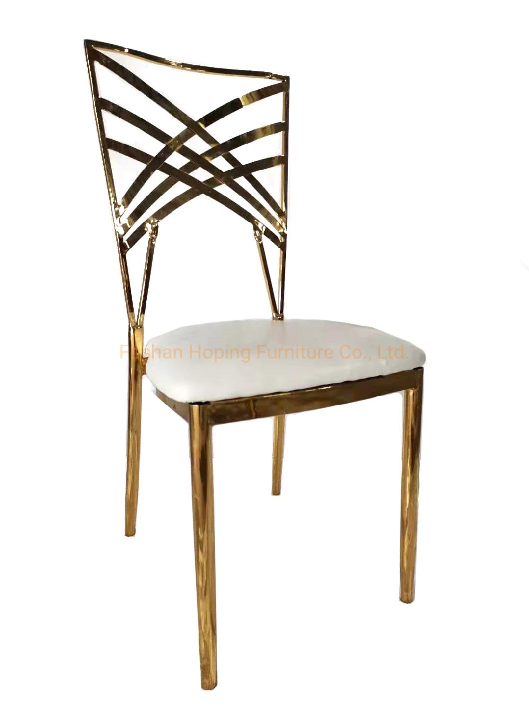 Plated Gold Chairs Powder Silver and Gold Chaircheap Colored Popular Wedding Reticulation Cross Back Chair Dining Room Steel Furniture