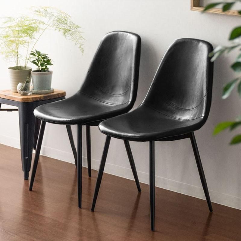 Grey PU Leather Dining Chairs of 4 Modern MID Century Dining Kitchen Room Chairs Upholstered with Wood Look Metal Legs
