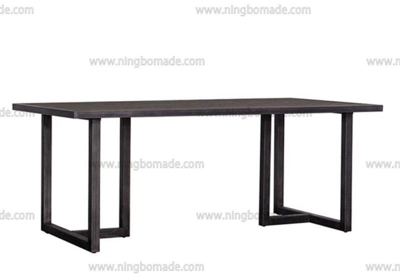 Modern Contemporary Luxury Furniture Ebony Oak Veneer Antique Nature Iron Dining Table