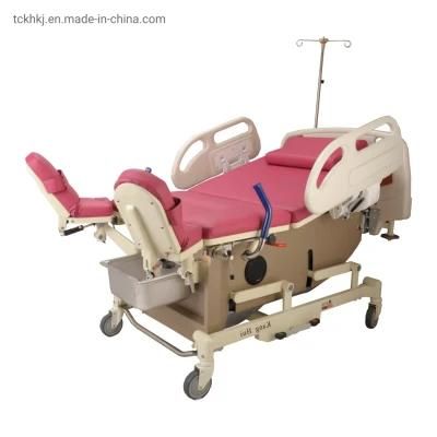 Four Wheels Electric Hand Control Birthing Gynecology Obstatric Women Examination Delivery Bed with Guardrail