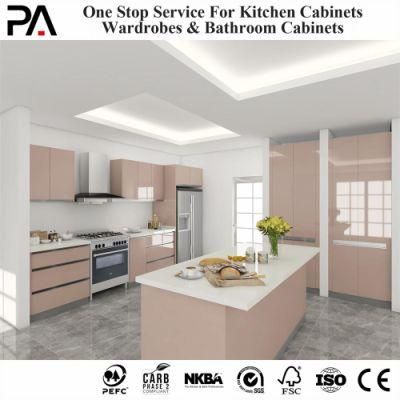 PA Free-Standing Wooden Spice Rack Set European Light Pink Open Plan Kitchen Cabinet