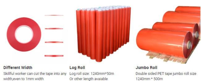 Double Sided Mopp Red Polyester Mounting Film Clear Adhesive Pet Tape