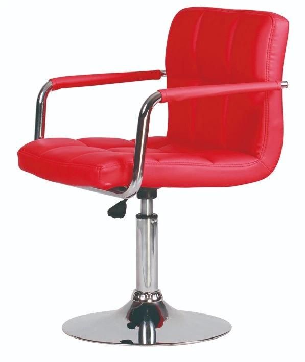 Red Color with Armrest Chrome Base Bar Stool