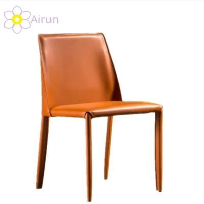 Saddle Leather Dining Chair Home Nordic Light Luxury Modern Minimalist Leisure Back Chair Industrial Style Designer Chair