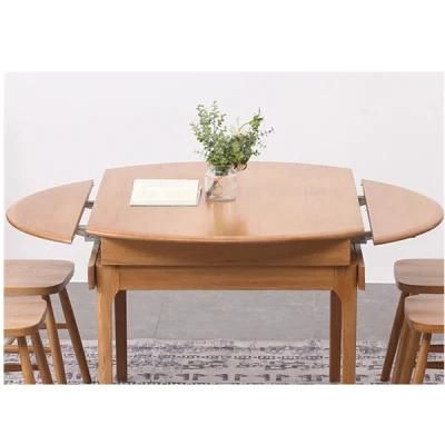 Dining Room Foldable Solid Wood Stretch Round Dining Table