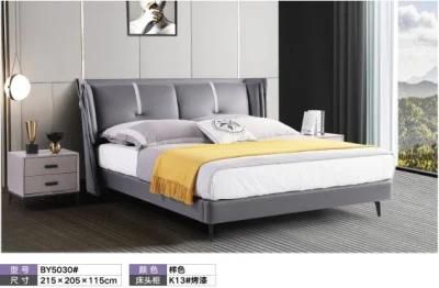 Contemporary Upholstered Wooden Bedroom Furniture Double King Size Leather Wall Bed