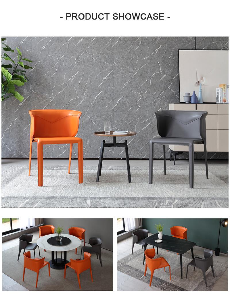 Wholesale Stylish Design Saddle Leather Upholstered Steel Dining Chairs