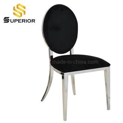 Modern Luxury Silver Stainless Steel Round Back Flower Dining Chairs
