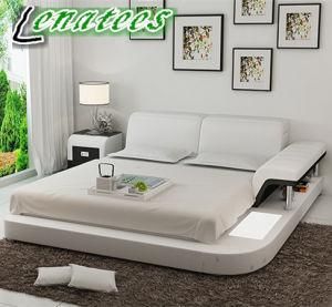 Lb8806 American Style Genuine Leather Bed with LED Light and Arm