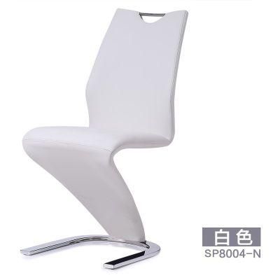 Z Shape PU Leather Dining Chair with Stainless Steel Frame