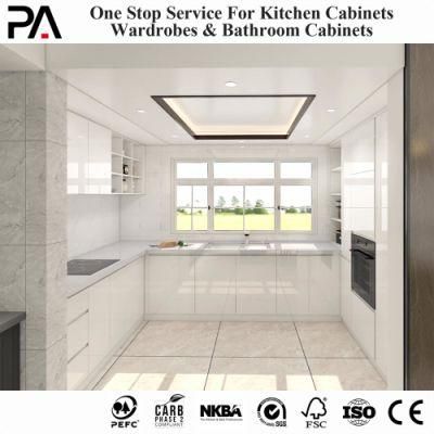 PA Ethiopia Ready Maple Utensils MDF White Apartment Marble Top U Shape Kitchen Cabinet Designs