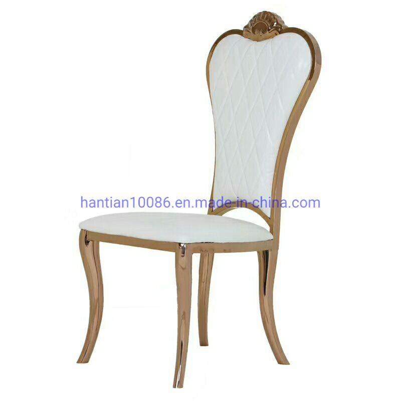 Amber Gold Metal Stainless Steel Frame Round Back Wedding Dining Banquet Rental Chair