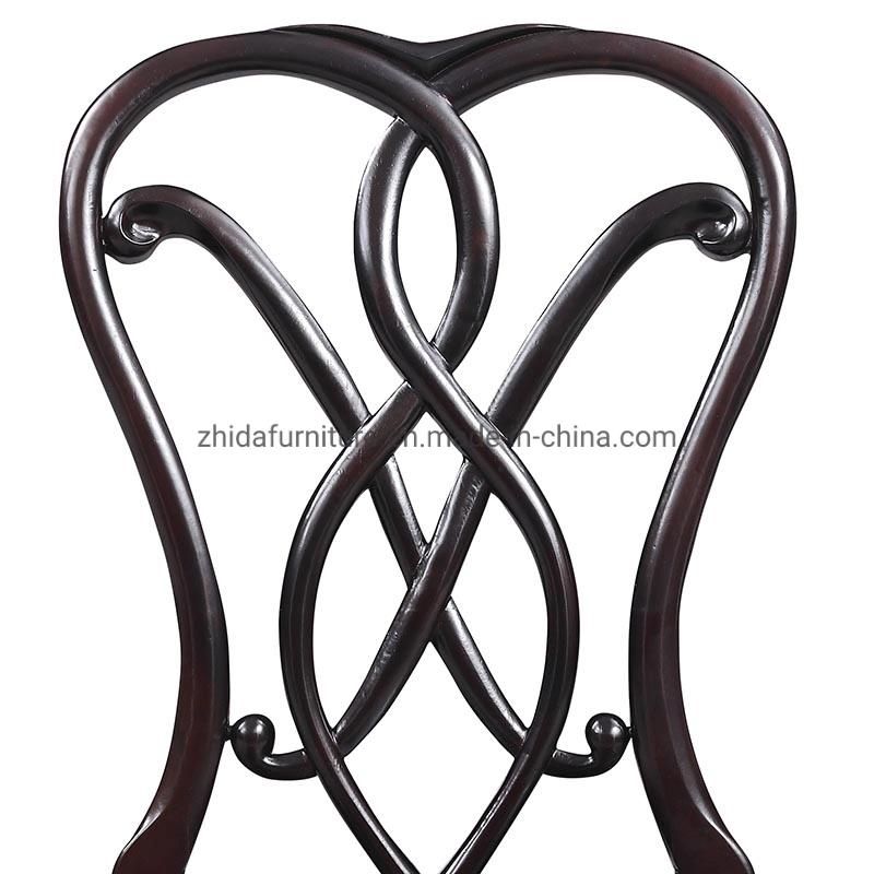 Flower Pattern Back Solid Wood Walnut Black Home Dining Chair