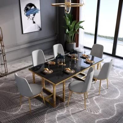Fashion Luxury Metal Glass Top Dining Table Hotel Dining Restaurant Furniture