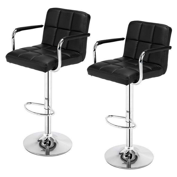 Custom Color Black Bar Stools Classic Stainless Steel PU Leather Bar Chair Modern