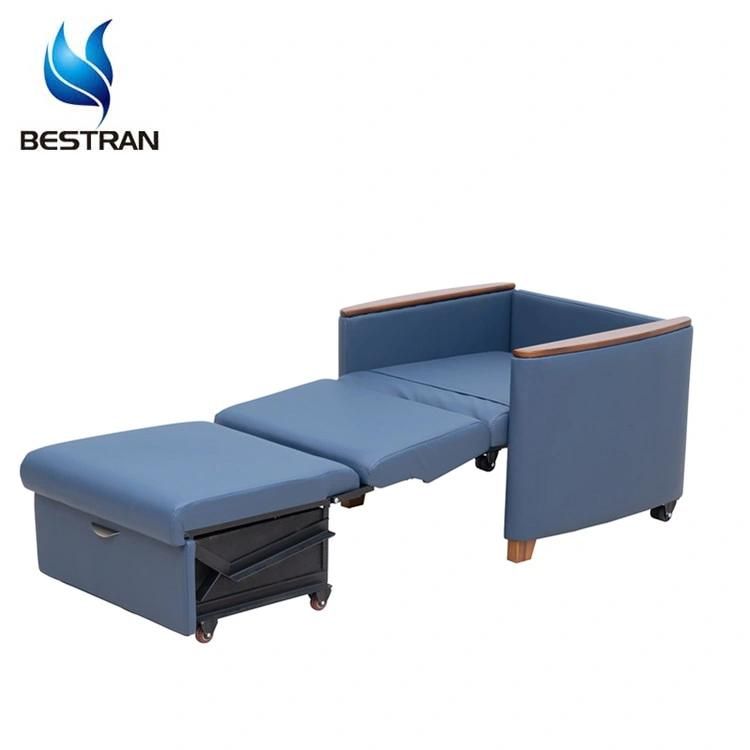 Bt-Cn018 Hospital Furniture Patient Attendant Chair Medical Accompany Chair Bed with Leather Cover Armrest Price