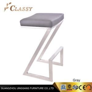 Z-Shaped Backless Silver Stainless Steel Counter Height Bar Stools Chair