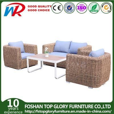 High Quality European Leisure Outdoor Rattan Wicker Garden Sofa with Polywood Table Hotel Home Furniture
