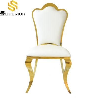 Outdoor Garden White Wedding Stainless Steel Synthetic Leather Dining Chairs