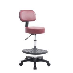 Stainless Steel Adjustable Barber Drafting Stool with Back Cushion and Bracket Chair