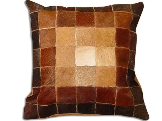 Natural Leather Cowhide Patch Decoration Cushions